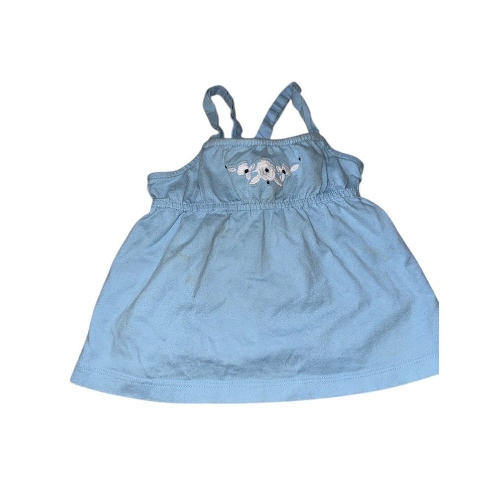 Janie and Jack Baby Girl Sundress‎ Top Blue Embroidered Dogs 6-12 Months